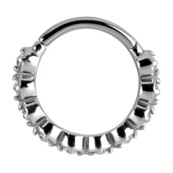 Kolczyk kółko clicker z czarnymi cyrkoniami - srebrny - K-006