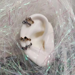 Kolczyk kółko clicker z kolorowymi cyrkoniami - CoCr NF - srebrny - K-066