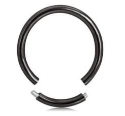 Kolczyk kółko typu segment - czarny - K-001