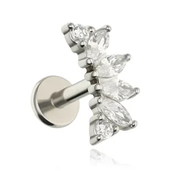 Kolczyk labret cluster z białymi cyrkoniami - srebrny - LGW-056