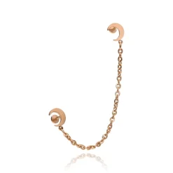 Kolczyk labret księżyce z łańcuszkiem - różowe złoto - LGW-044/3