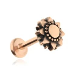 Kolczyk labret kwiat - różowe złoto - LGW-048