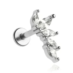 Kolczyk labret z cyrkoniami - srebrny lewy - LGW-046