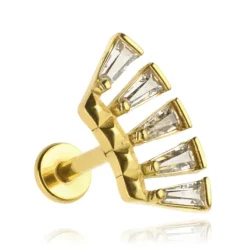 Kolczyk labret z cyrkoniami - złoty - LGW-045