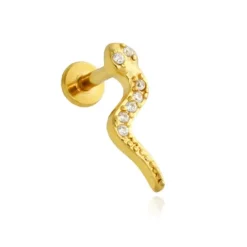 Kolczyk labret złoty wąż - LGW-040