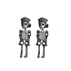 Kolczyki - czarne urocze szkielety - czaszki - KU-005