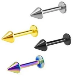 Labret klasyczny stożek złoty - L-005