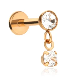 Labret różowe złoto ozdobny z cyrkonią - LGW-017