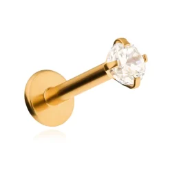 Labret różowe złoto z białą cyrkonią - LGW-001