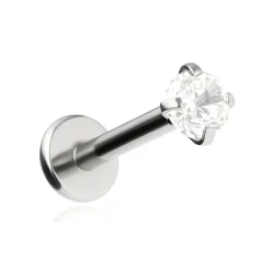 Labret srebrny z białą cyrkonią - LGW-001