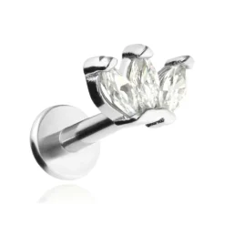 Labret srebrny z białymi cyrkoniami - LGW-014