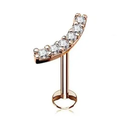 Labret z cyrkoniami cluster różowe złoto - LGW-009