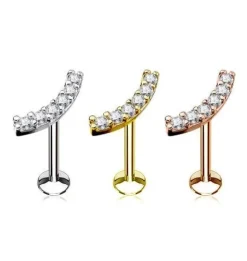 Labret z cyrkoniami cluster różowe złoto - LGW-009