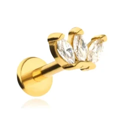 Labret złoty z białymi cyrkoniami - LGW-014