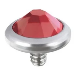 Nakrętka Dermal z czerwoną cyrkonią - NA-002