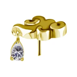 Nakrętka push in - chmura z białą cyrkonią - CoCr NF - złoty - PI-009