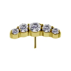 Nakrętka push in - cluster z białymi cyrkoniami - CoCr NF - złoty - PI-057
