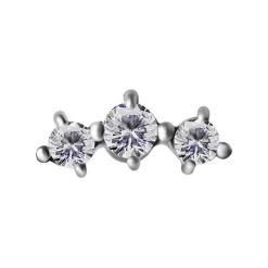 Nakrętka push in - cluster z białymi cyrkoniami - CoCr NF - srebrny - PI-058