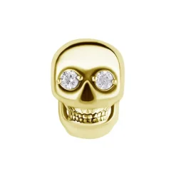 Nakrętka push in - czaszka z białymi cyrkoniami - CoCr NF - złoty - PI-005