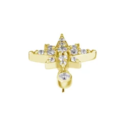 Nakrętka push in - gwiazda z białymi cyrkoniami - CoCr NF - złoty - PI-023