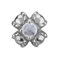 Nakrętka push in - korona z białą cyrkonią - CoCr NF - srebrny - PI-021