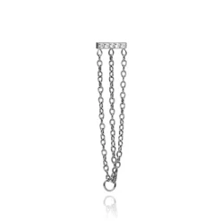 Nakrętka z białymi cyrkoniami i łańcuszkami - srebrna - TNA-182