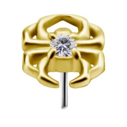 Nakrętka złoto 18K - pająk z białą cyrkonią - GD18K-016