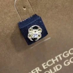 Nakrętka złoto 18K - pająk z białą cyrkonią - GD18K-016