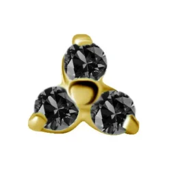 Nakrętka złoto 18K - trójkąt z czarnymi cyrkoniami - GD18K-019