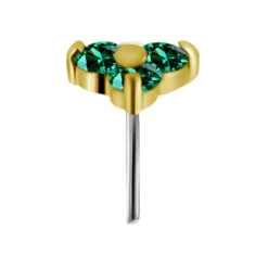 Nakrętka złoto 18K - trójkąt z morskimi cyrkoniami - GD18K-019