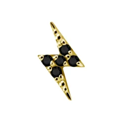 Nakrętka złoto 18K błyskawica z czarnym spinelem - prawy - GD18K-053