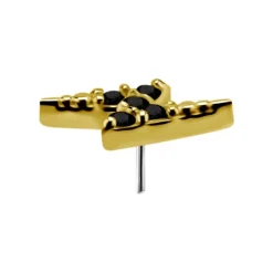 Nakrętka złoto 18K błyskawica z czarnym spinelem - prawy - GD18K-053