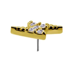 Nakrętka złoto 18K błyskawica z białymi cyrkoniami - lewy - GD18K-053