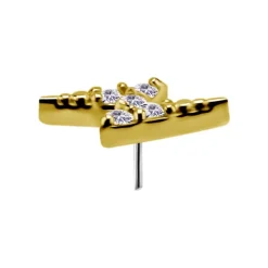 Nakrętka złoto 18K błyskawica z białymi cyrkoniami - prawy - GD18K-053