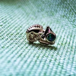 Nakrętka złoto 14K kameleon z zieloną cyrkonią - GD14K-001