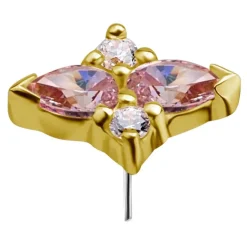 Nakrętka złoto 18K ozdobna z różowymi i białymi cyrkoniami - GD18K-046