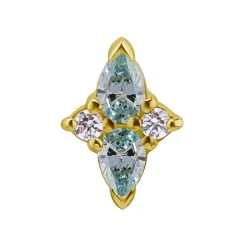 Nakrętka złoto 18K ozdobna z morskimi i białymi cyrkoniami - GD18K-046