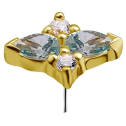 Nakrętka złoto 18K ozdobna z morskimi i białymi cyrkoniami - GD18K-046