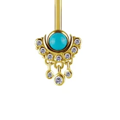 Nakrętka złoto 18K z turkusem i białymi cyrkoniami i topazem - GD18K-068