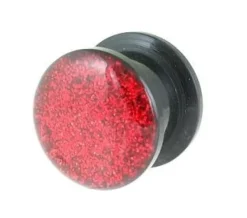 Plug akrylowy odkręcany - czerwony brokatowy - PT-009