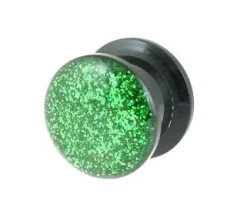 Plug akrylowy odkręcany - zielony brokatowy - PT-009