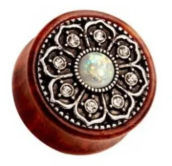 Plug drewniany siodłowy z kwiatem - ORGANIC - PT-046