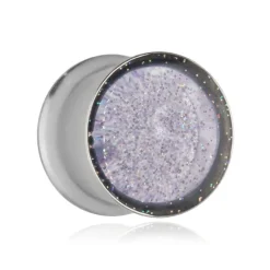 Plug siodłowy - fioletowy brokat - srebrny - PT-164