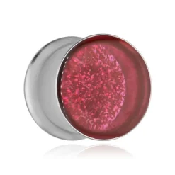 Plug siodłowy - różowy brokat - srebrny - PT-164