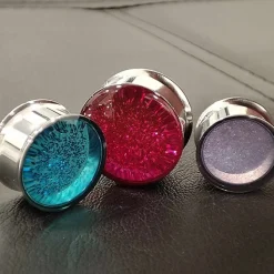 Plug siodłowy - różowy brokat - srebrny - PT-164