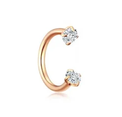 Podkowa różowe złoto z cyrkonią - gwint wewnetrzny - P-004