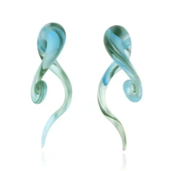 Szklane Spirale łabędź - matowe niebieskozielone - para - PT-168