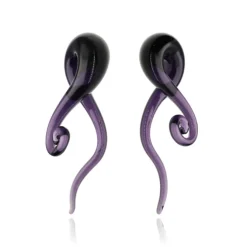 Szklane Spirale łabędź fioletowe - para - PT-167