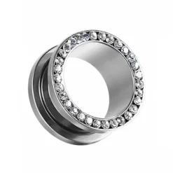 Tunel - srebrny z białymi cyrkoniami - PT-003