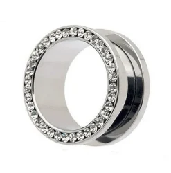 Tunel - srebrny z białymi cyrkoniami - PT-003